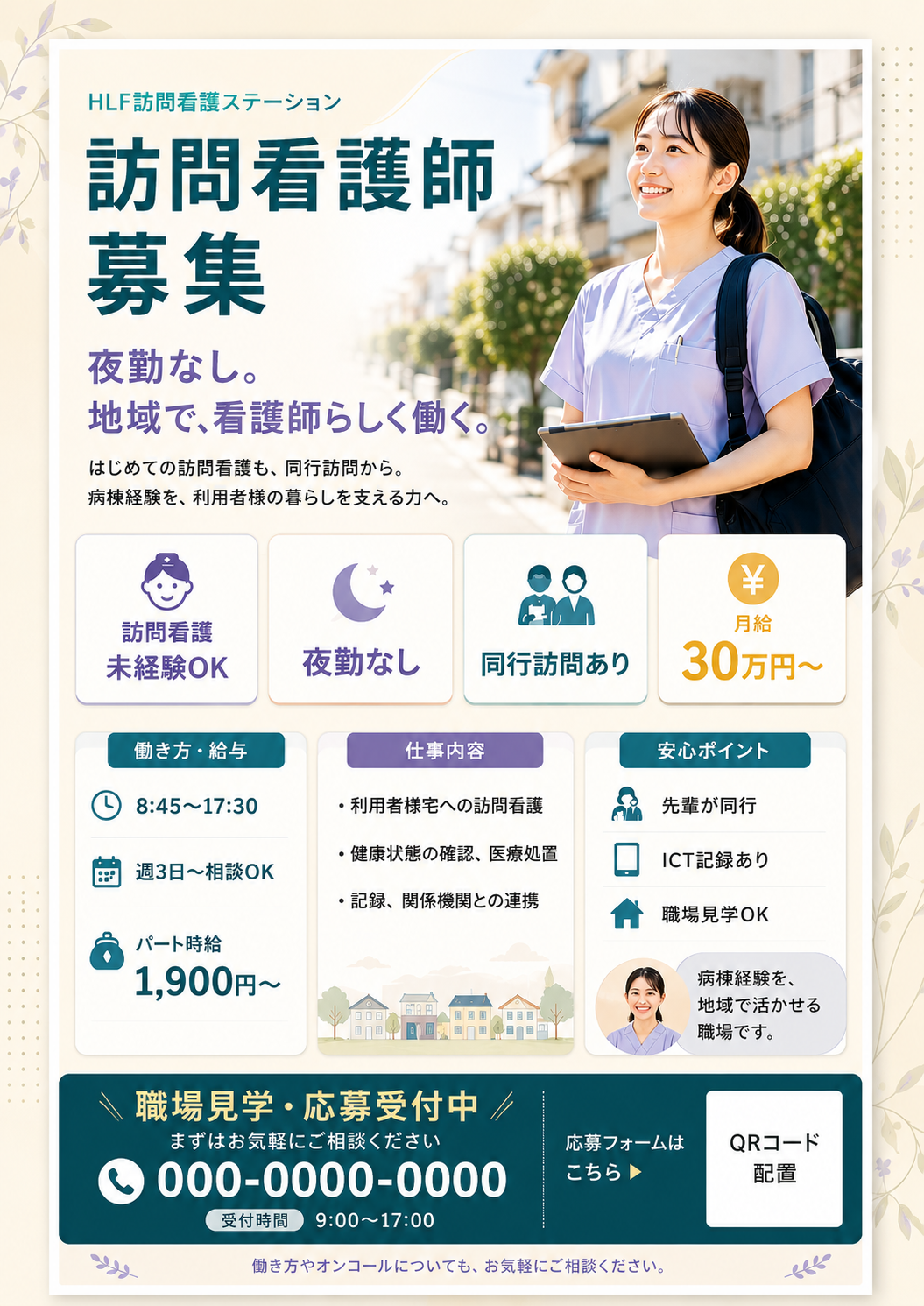 訪問看護師募集チラシの制作サンプル